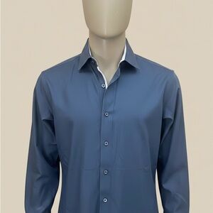 LVS Signature Men's Navy Dress with Trim (Pink) Shirt Large